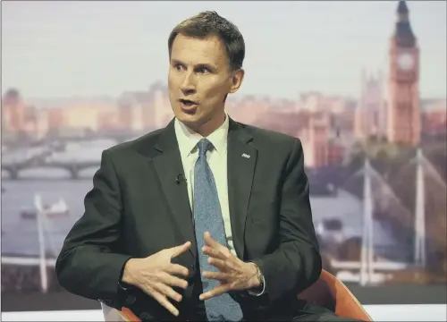  ??  ?? Health Secretary Jeremy Hunt defends his record on the BBC’s Andrew Marr Show.