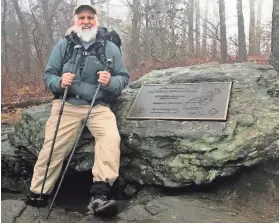  ?? SUBMITTED ?? Bartlett's Dale Sanders plans to spend his 82nd birthday this summer hiking the Appalachia­n Trail.
