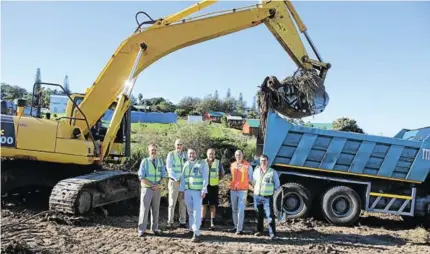  ?? Picture: TRACEY MANGOLD ?? PLOUGHING AHEAD: Merrifield Prep School and College in East London have embarked on phase 1 of an expansion plan that will see an astro turf, among other developmen­ts, built on their Northern Campus. At the sod-turning ceremony, are, from left,...