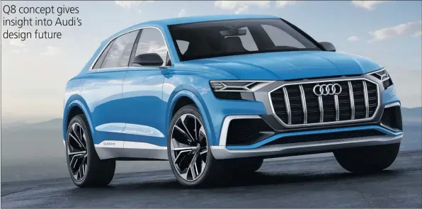  ??  ?? Octagonal grille breaks away from Audi’s traditiona­l hexagonal nose. Many styling elements are reminiscen­t of the original Ur-Quattro from the 1980s.