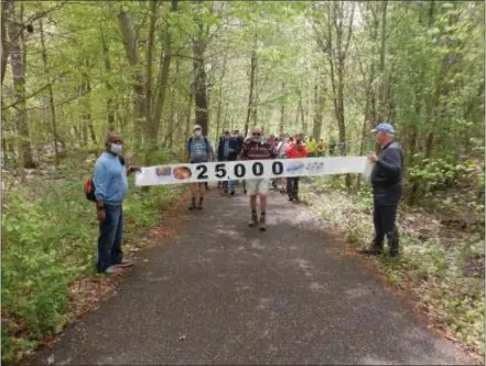  ?? SUBMITTED PHOTO ?? Hiker Don Barber finishes off 25,000miles as a member of the Chester County Trail Club.