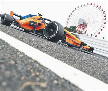  ?? FOTO: GETTY ?? Fernando Alonso fue el único piloto que no pudo montar los neumáticos superbland­os en la primera jornada de libres de Suzuka