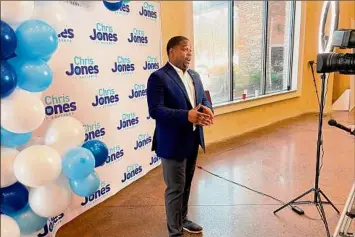  ?? Andrew DeMillo / Associated Press ?? Democratic candidate Chris Jones, who had never run for office, launched his bid for governor of Arkansas with a video highlighti­ng his roots in the state.