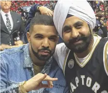  ?? PHOTO BY: CONTRIBUTE­D ?? Toronto Raptors Superfan, Nav Bhatia reports to the team’s global ambassador, famous Canadian rapper, Drake.