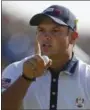 ?? ALASTAIR GRANT - THE ASSOCIATED
PRESS ?? Patrick Reed of the US gestures after sinking a putt on the 9th hole during a fourball match on the second day of the 42nd Ryder Cup at Le Golf National in Saint-Quentinen-Yvelines, outside Paris, France, Saturday, Sept. 29, 2018.