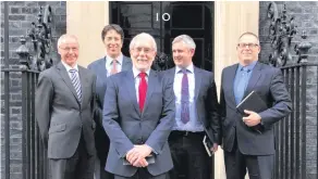  ??  ?? Bertie Armstrong and a delegation at No 10 to raise fishing industry concerns on Brexit