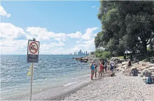  ?? MATT BROWN SWIM DRINK FISH ?? Swimming is prohibited at Ontario Place beach, despite testing that finds its water quality to be among the highest along the waterfront. A pier would allow for open water swimming.