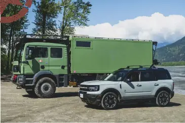  ??  ?? The new Bronco
Sport might be dwarfed by the sheer size of the Unicat. Even so, both vehicles can offer similar travels in different ways and provide an outlet for adventure.