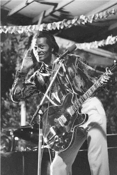  ??  ?? This file photo taken on July 10, 1981 shows US rock singer Chuck Berry performing in Nice, France during the “Grand Jazz Parade”.