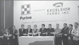  ??  ?? Right Picture from L-R: Mares Jacela, Category Manager for Purina®; Dr. Virgilio Anila, District Sales Manager for Purina® Visayas; Sonny Catacutan, Business Developmen­t Director for Purina®, Alvin Hing, Excelsior Chief Finance Officer; Stephanie Quah,...