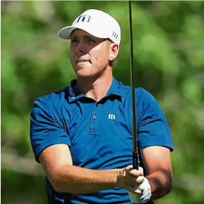  ??  ?? Concentrat­ion: Luke List watches his tee shot on the 14th hole during the second round of the Canadian Open at Glen Abbey Golf Club on Friday. — AFP