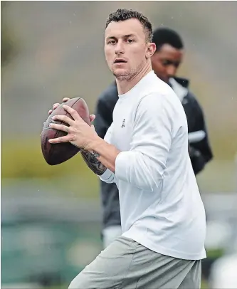  ?? SAN DIEGO UNION-TRIBUNE FILE PHOTO ?? The Hamilton Tiger-Cats own Johnny Manziel’s CFL rights and have made a contract offer to his agent