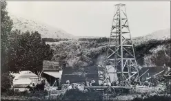  ?? PHOTO FROM ESPLANADE ARCHIVES ?? The site of the Purmal Brick Company in 1900 with a natural gas drilling derrick in operation.
