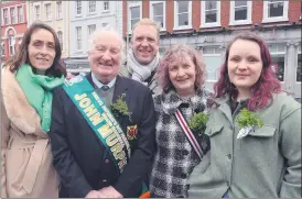  ?? (Pic: John Ahern) ?? SPECIAL OCCASION FOR MURPHY FAMILY: Grand Marshal, John Murphy, pictured with family members, at this year’s parade in Fermoy - Therese, Sean, Etha and Eimear.