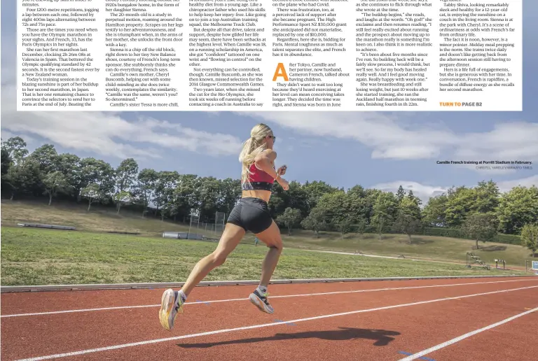  ?? CHRISTEL YARDLEY/WAIKATO TIMES ?? Camille French training at Porritt Stadium in February.