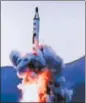  ?? AP FILE ?? A screengrab of one of North Korea’s missile tests displayed on televison.