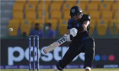  ?? Netherland­s. Photograph: AFP/Getty ?? Namibia's captain, Gerhard Erasmus, plays a shot during the Wednesday’s Twenty20 World Cup cricket match between Namibia and the