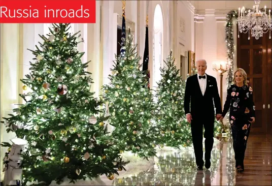  ?? Photo: Nampa/AFP ?? Main attraction… US President Joe Biden and First Lady Jill Biden arrive at a reception for the Kennedy Center Honorees in the East Room of the White House in Washington, DC.