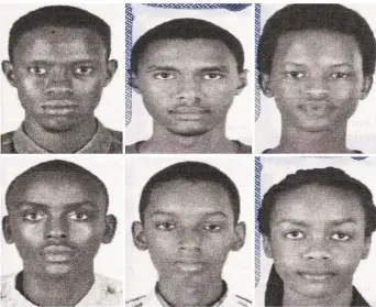  ??  ?? Les six jeunes Burundais qui manquent à l’appel, dans l’ordre habituel: Richard Irakoze, Kevin Sabumukiza, Nice Munezero, (en bas) Aristide Irambona, Don Ingabire, et Audrey Mwamikazi. - Gracieuset­é: Police métropolit­aine de Washington