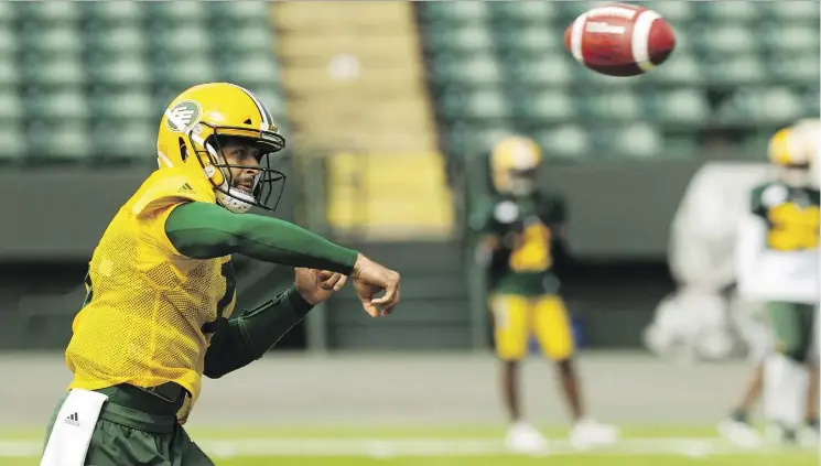  ?? IAN KUCERAK ?? Quarterbac­k Mike Reilly and the Eskimos open their season Thursday against a Winnipeg Blue Bombers team that will be without injured starting QB Matt Nichols.