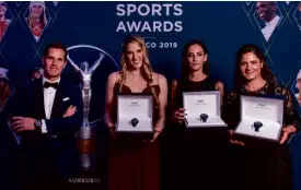  ??  ?? (L-R) IWCSchaffh­ausen CEO Christoph Grainger-Herr and the new members of the Laureus World Sports Academy - Missy Franklin, Luciana Aymar and Lorena Ochoa