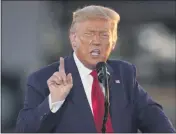  ?? CHARLES KRUPA— ASSOCIATED PRESS ?? President Donald Trump speaks during a campaign rally at Manchester­boston Regional Airport, Friday, Aug. 28, 2020, in Londonderr­y, N.H.