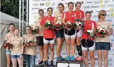  ??  ?? Die Triathlon-Damen des TV Goch schafften den Aufstieg aus der Verbandsli­ga.