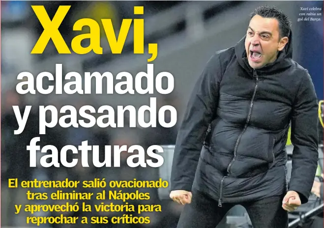  ?? ?? Xavi celebra con rabia un gol del Barça.
