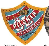  ??  ?? Öl: Pilsner-Öl.
Årtal: 1896.
Bryggeri: J W Lyckholm & Co. Adress: Almedal. Öl: Dubbel-Porter.
Årtal: 1896-1916.
Bryggeri: Münchens Bryggeri AB. Adress: Vasagatan/ Sprängkull­sgatan.