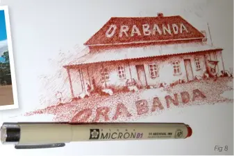  ??  ?? Fig 8: Sketch Orabanda pub Pen on smooth water colour paper (red Art liner Pen 0.1)
Fig 8