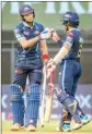  ?? PTI ?? Shubman Gill and Wriddhiman Saha of Gujarat Titans during the Indian Premier League 2022 cricket match, Sunday