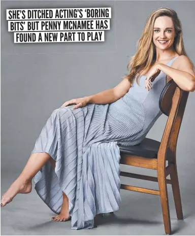  ?? ?? Penny Mcnamee has changed direction after leaving Home and Away character Tori Morgan, below marrying Christian Green (Ditch Davey).