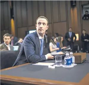  ?? Picture: Getty. ?? Facebook CEO Mark Zuckerberg testifies before the Senate judiciary and commerce committees.