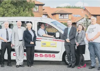  ??  ?? Trevor Hines, Alan Wright, Lorraine Sayer (Station Taxis), Ken Butler (taxi driver), Ben Jenkins (City Hospitals Sunderland NHS Foundation Trust), Lucy Malarkey (Gentoo) and George Goldsmith (SPOG).