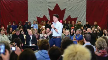  ?? SEAN KILPATRICK, THE CANADIAN PRESS ?? Prime Minister Justin Trudeau attends a town-hall meeting in Yellowknif­e Friday. On Monday he meets with President Trump in Washington.