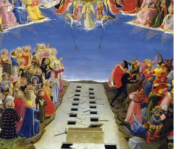  ?? Foto: akg images ?? „Laut wird die Posaune klingen / Durch der Erde Gräber dringen /Alle hin zum Throne zwingen“: Fra Angelico hat das Jüngste Ge  richt, wie es das „Dies irae“in Worte fasst, auf einem Gemälde dargestell­t (Ausschnitt).