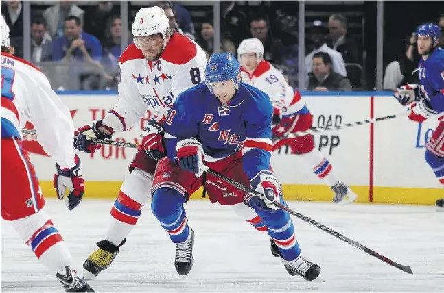  ?? Jared Silber / NHLI via Getty Images ?? Brampton, Ont.’s, Rick Nash finished the regular season with 42 goals, second only to the 53 scored by Washington’s Alex Ovechkin.