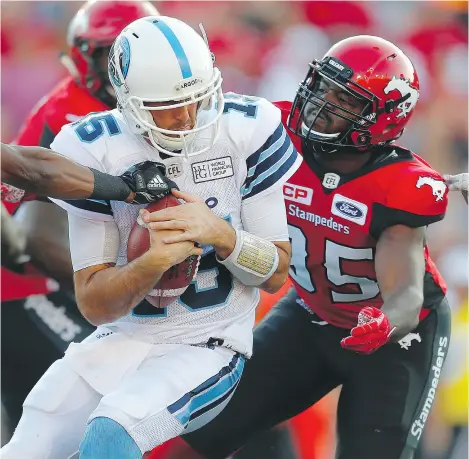  ?? AL CHAREST / POSTMEDIA NEWS ?? Going into their Labour Day Classic matchups this weekend, the Calgary Stampeders and Toronto Argonauts lead their respective divisions — although Toronto is just 4- 6, while Calgary is a league-best 7-1-1.