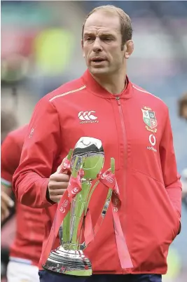  ?? Picture: Getty Images ?? HUGE BLOW. British and Irish Lions captain Alun Wyn Jones, with the 1888 Cup after beating Japan on Saturday, will miss the tour of South Africa due to a shoulder injury sustained in the match.