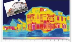  ?? FOTO: DJD/TECHEM ENERGY SERVICES ?? Wer den Energieaus­weis rechtzeiti­g erneuern lässt, kann Geld sparen. Das Bild zeigt eine Thermograf­ie-Aufnahme eines Hauses.