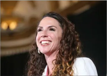  ?? STUART CAHILL — BOSTON HERALD ?? Diana Dizoglio speaks at the Massachuse­tts Democratic Party’s election night party held at the Fairmont Copley Hotel Nov. 8, 2022in Boston.