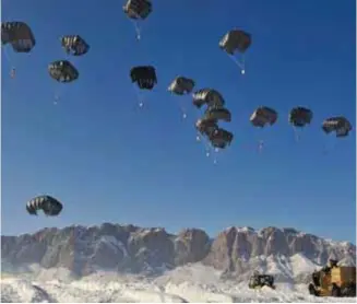  ??  ?? The unique geography of the Indian subcontine­nt necessitat­es doctrine and tactics to match, such as the employment of airborne assets (this picture is of supplies being dropped to ISAF troops in Afghanista­n).