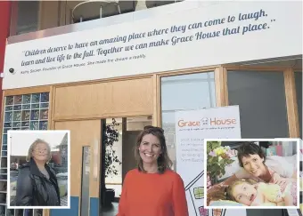  ??  ?? Jayne Secker at Grace House. Inset, left, Kathy Secker and right, Grace with her mum Debra.