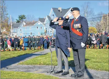  ?? COLIN CHISHOLM ?? Second World War veteran Paul Wile lays the wreath on behalf of MP Scott Brison and the government of Canada.