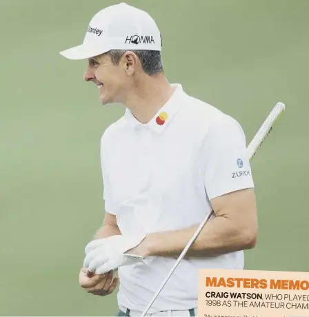  ??  ?? 2 Justin Rose and caddie Mark ‘Fooch’ Fulcher are resuming their productive partnershi­p at Augusta, after the bagman was given the all-clear to start working again following heart surgery.