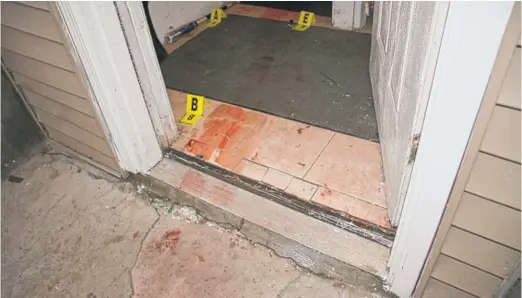  ?? LEGAL EXHIBIT ?? The doorway where Chicago Police Officer Robert Rialmo shot and killed Quintonio LeGrier.