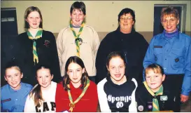  ?? ?? Scout leaders, with the newly formed girls scout troop in Rathcormac - leaders, back l-r: Jennifer Collins, Lorraine Collins, Claire Murphy and Gwen Ryan; front l-r: Elaine Keane, Martina Healy, Aoife Ryan, Michelle Boyce and Avril Finnegan.