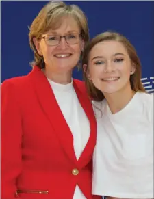  ??  ?? Mairead McGuinness Vice-President of the European Parliament & MEP for the Midlands-North-West with Rebecca Adams FYI Foróige Club