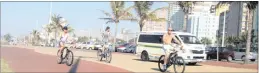  ??  ?? TOP LEFT: A patrol van shares the promenade with cyclists.