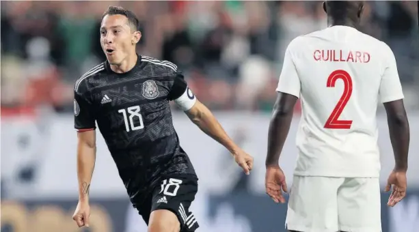  ?? FOTO: AGENCIAS ?? > Andrés Guardado festeja uno de sus goles en el duelo ante Canadá.